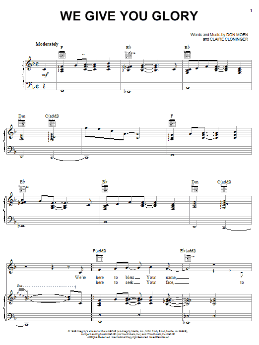 Don Moen We Give You Glory Sheet Music Pdf Notes Chords