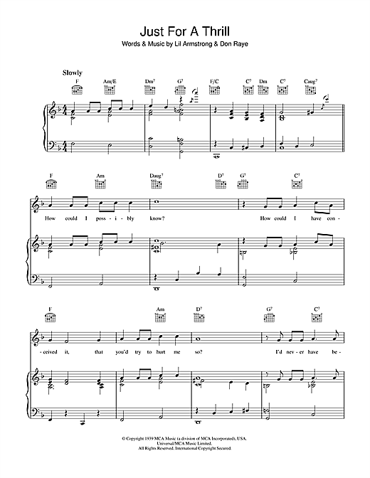 Learn to play Don Raye Just For A Thrill sheet music for Real Book – Melody & Chords in minutes. Don Raye Just For A Thrill sheet music notes and chords. Download Printable PDF.