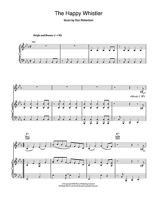 Don Robertson The Happy Whistler sheet music notes and chords. Download Printable PDF.