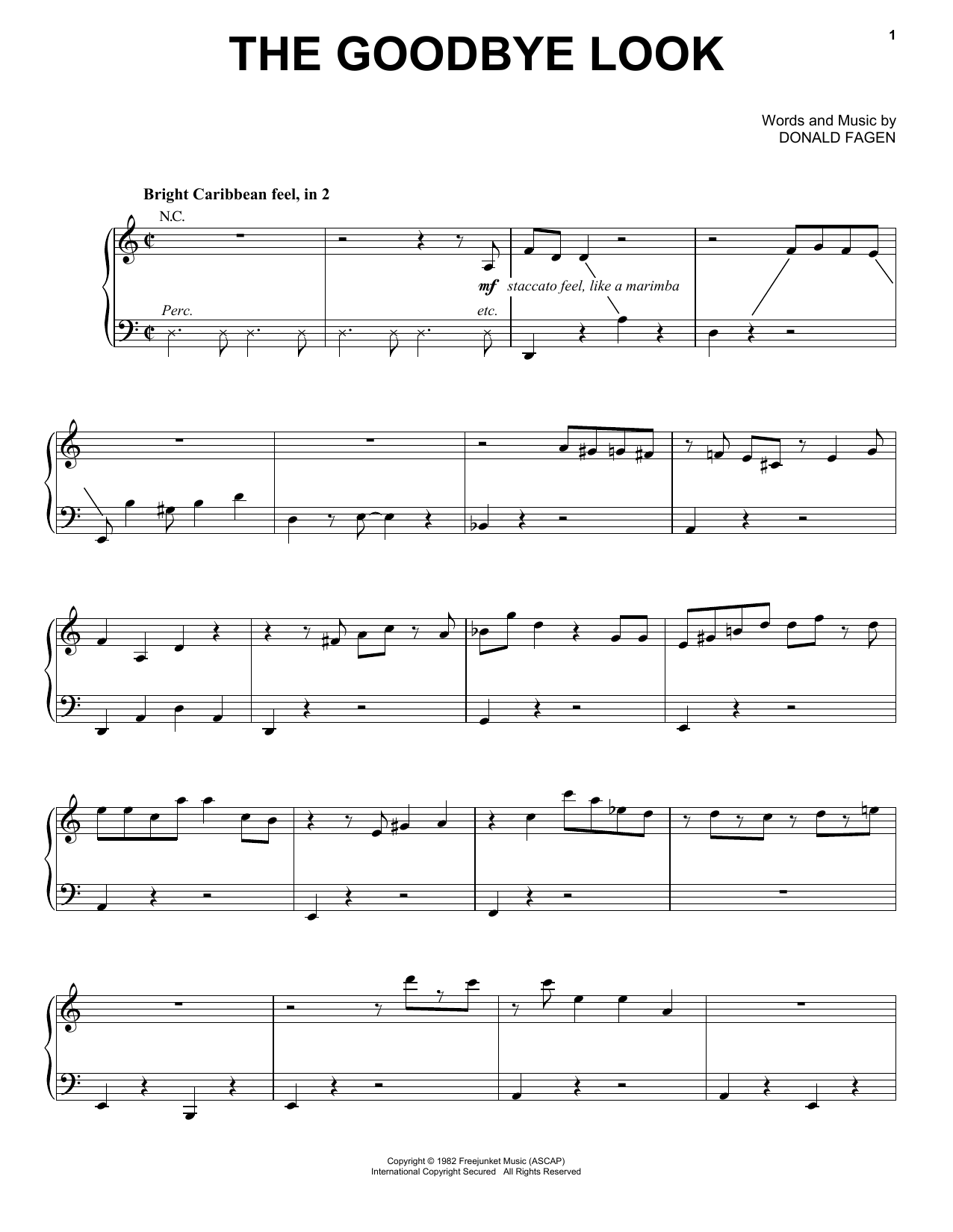 Donald Fagen The Goodbye Look sheet music notes and chords. Download Printable PDF.