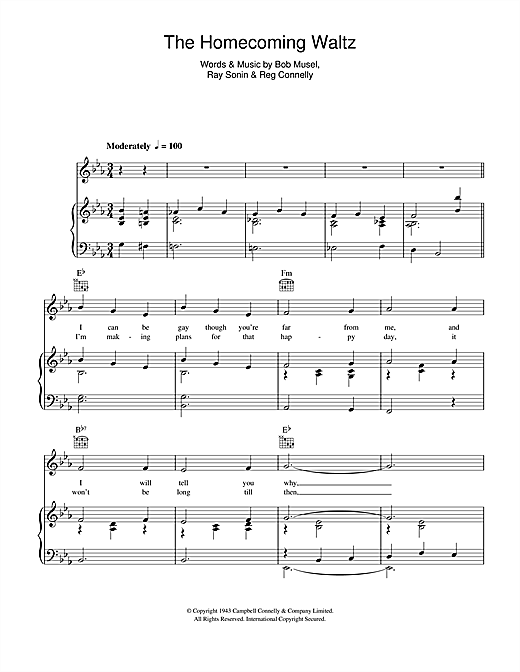 Donald Peers The Homecoming Waltz sheet music notes and chords. Download Printable PDF.