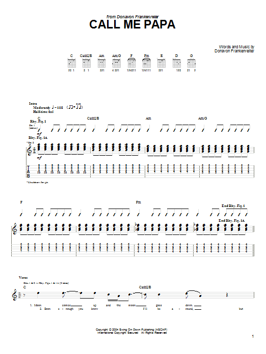 Donavon Frankenreiter Call Me Papa sheet music notes and chords. Download Printable PDF.