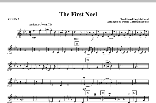 Donna Gartman Schultz The First Noel Violin 2 Sheet Music Pdf Notes Chords Christmas Score Choir Instrumental Pak Download Printable Sku 283915