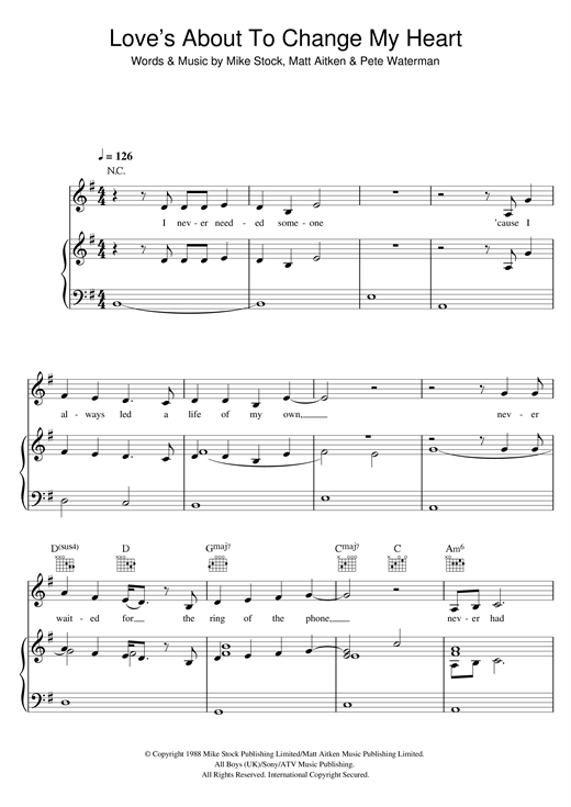 Learn to play Donna Summer Love's About To Change My Heart sheet music for Piano, Vocal & Guitar (Right-Hand Melody) in minutes. Donna Summer Love's About To Change My Heart sheet music notes and chords. Download Printable PDF.