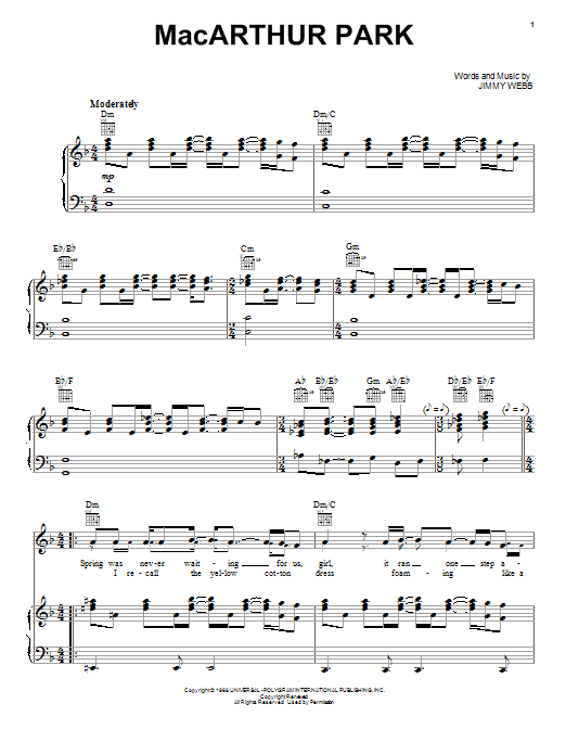 Donna Summer MacArthur Park sheet music notes and chords. Download Printable PDF.