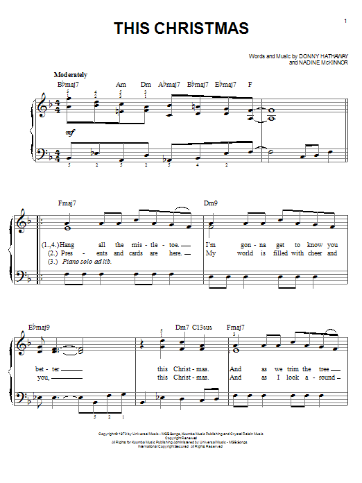 Donny Hathaway This Christmas sheet music notes and chords. Download Printable PDF.