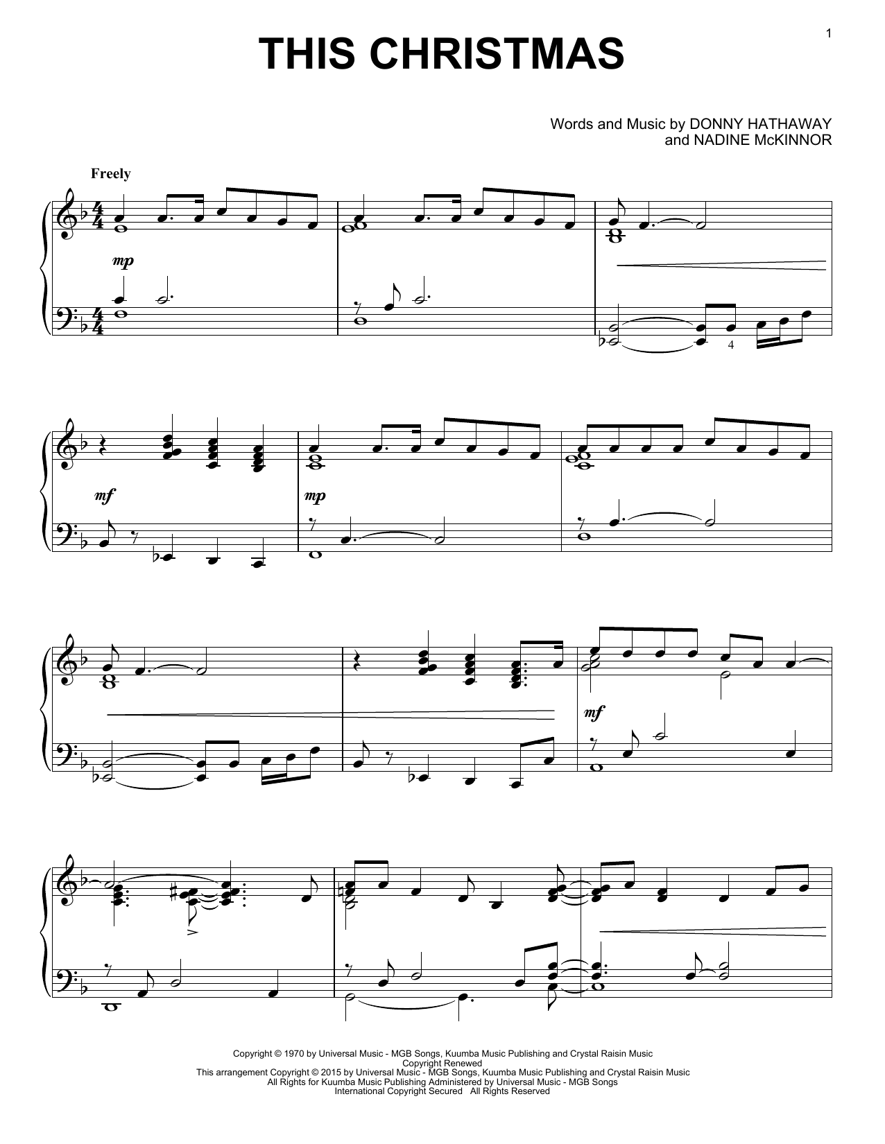Donny Hathaway This Christmas sheet music notes and chords. Download Printable PDF.