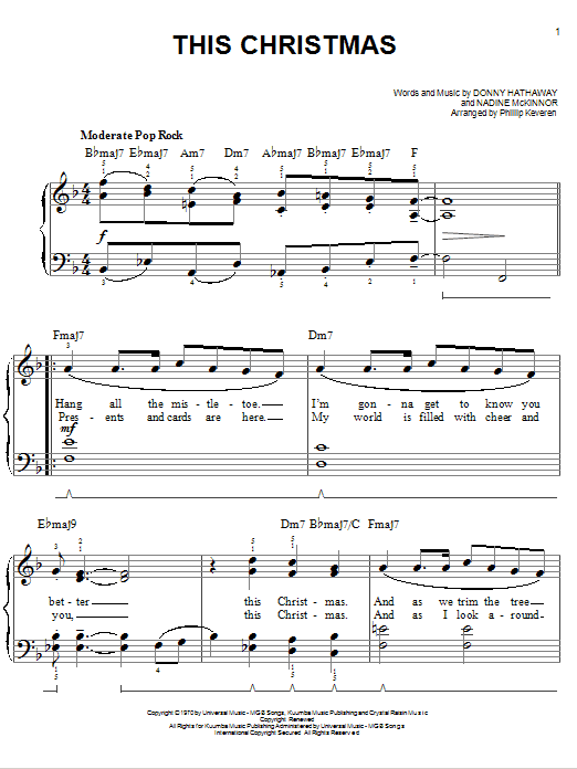 Learn to play Donny Hathaway This Christmas sheet music for Easy Piano in minutes. Price: 6.9900$ Donny Hathaway This Christmas sheet music notes and chords arranged for Easy Piano
