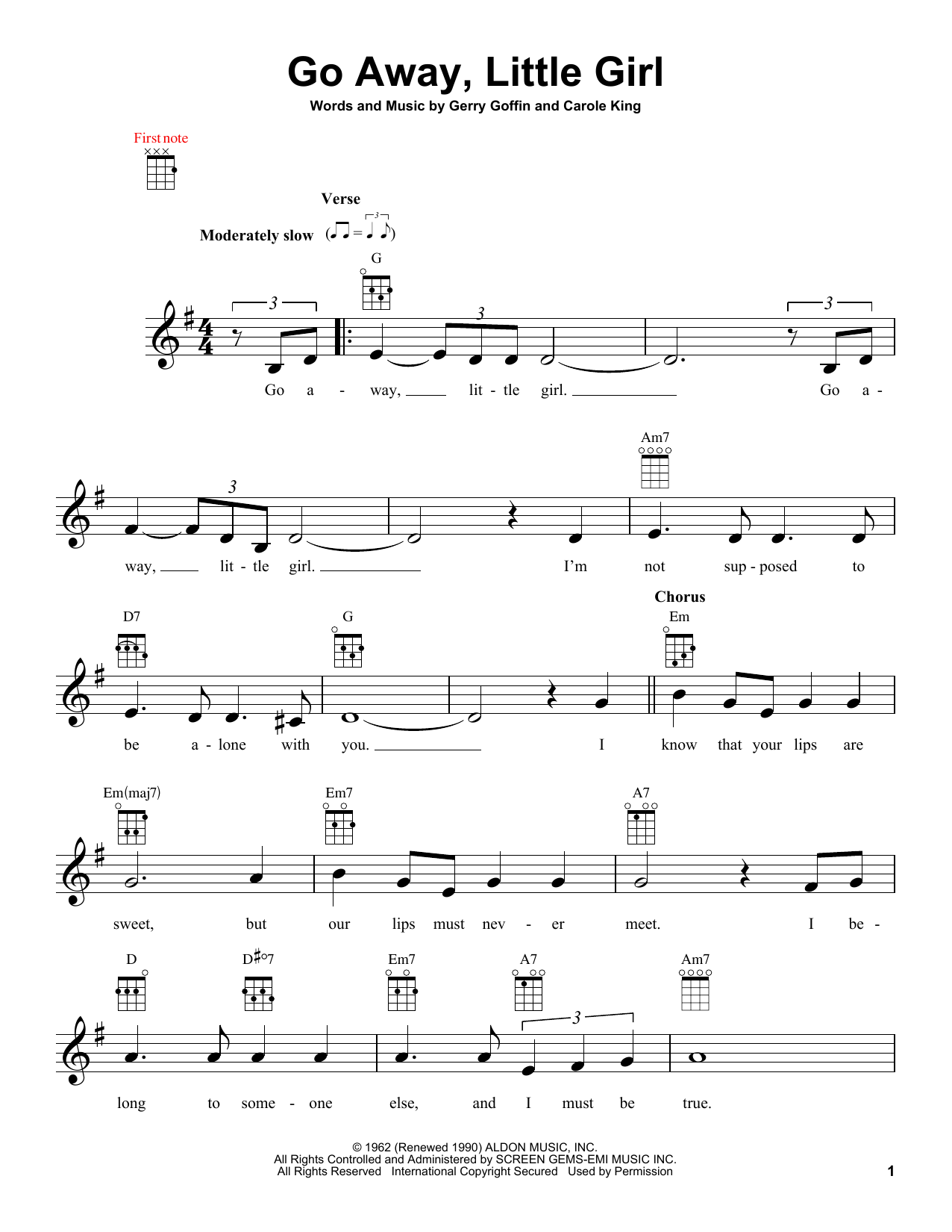 Donny Osmond Go Away, Little Girl sheet music notes and chords. Download Printable PDF.
