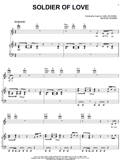 Donny Osmond Soldier Of Love sheet music notes and chords. Download Printable PDF.