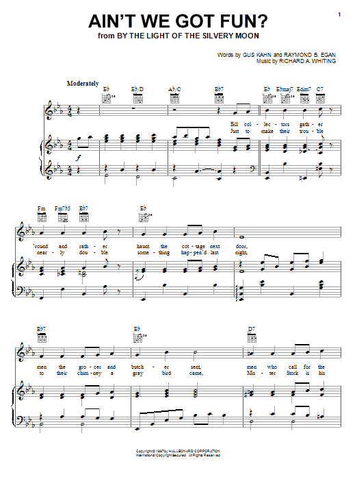 Learn to play Doris Day Ain't We Got Fun? sheet music for Piano, Vocal & Guitar (Right-Hand Melody) in minutes. Doris Day Ain't We Got Fun? sheet music notes and chords