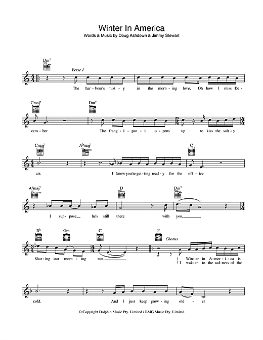 Doug Ashdown Winter In America sheet music notes and chords. Download Printable PDF.