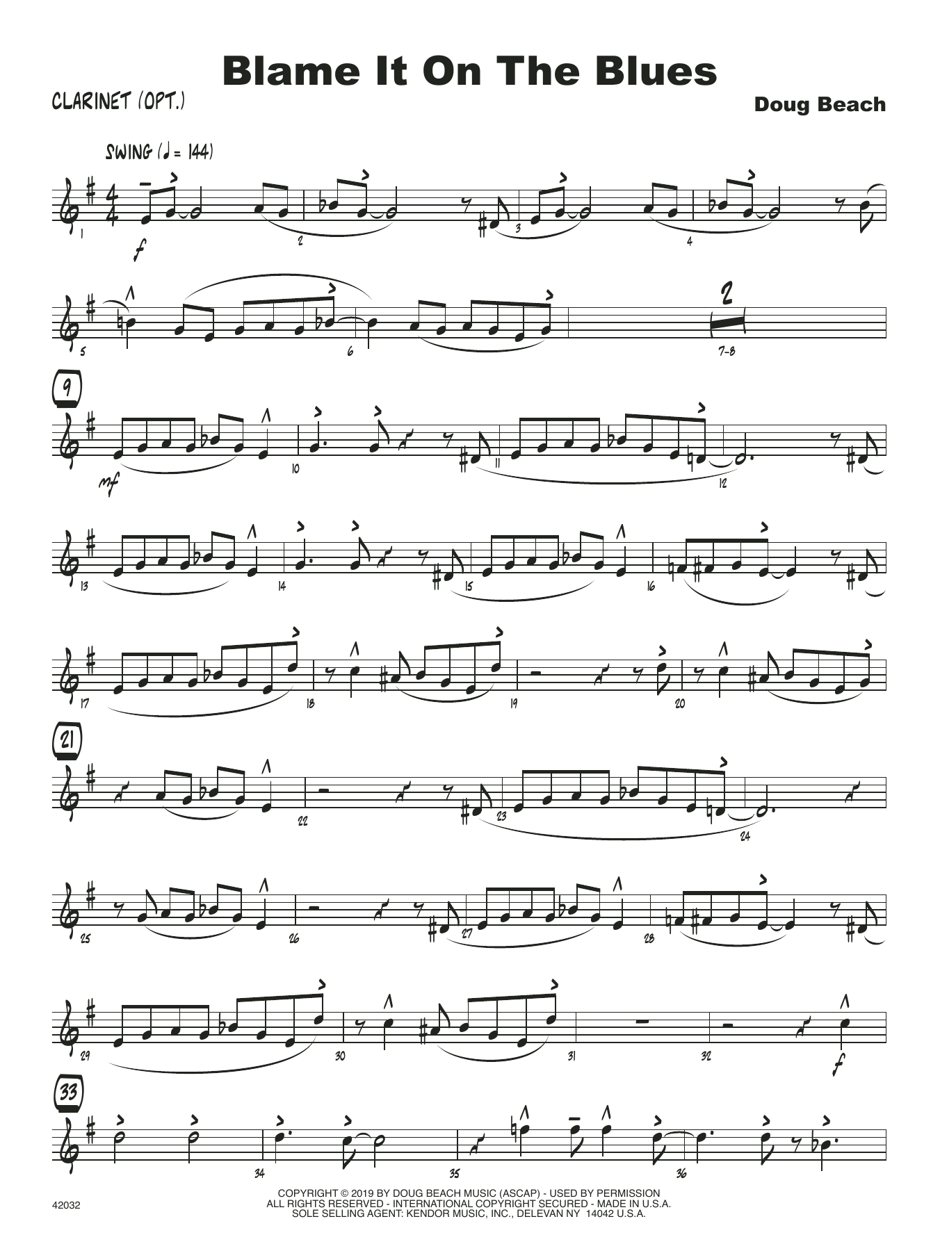 Learn to play Doug Beach Blame It On The Blues - Bb Clarinet sheet music for Jazz Ensemble in minutes. Doug Beach Blame It On The Blues - Bb Clarinet sheet music notes and chords. Download Printable PDF.