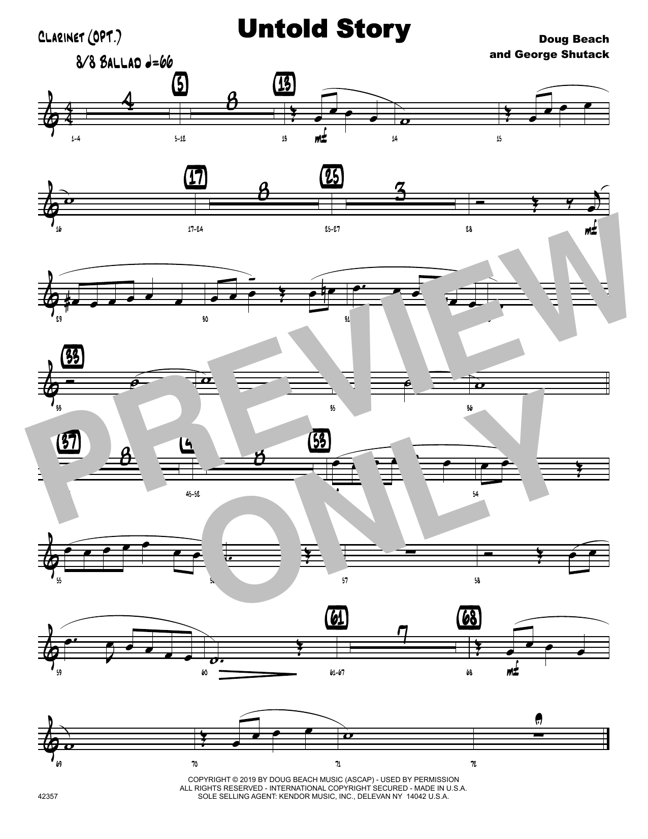 Learn to play Doug Beach & George Shutack Untold Story - Bb Clarinet sheet music for Jazz Ensemble in minutes. Doug Beach & George Shutack Untold Story - Bb Clarinet sheet music notes and chords. Download Printable PDF.