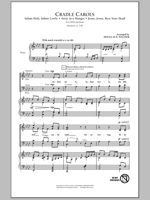 Douglas E. Wagner Cradle Carols sheet music notes and chords. Download Printable PDF.