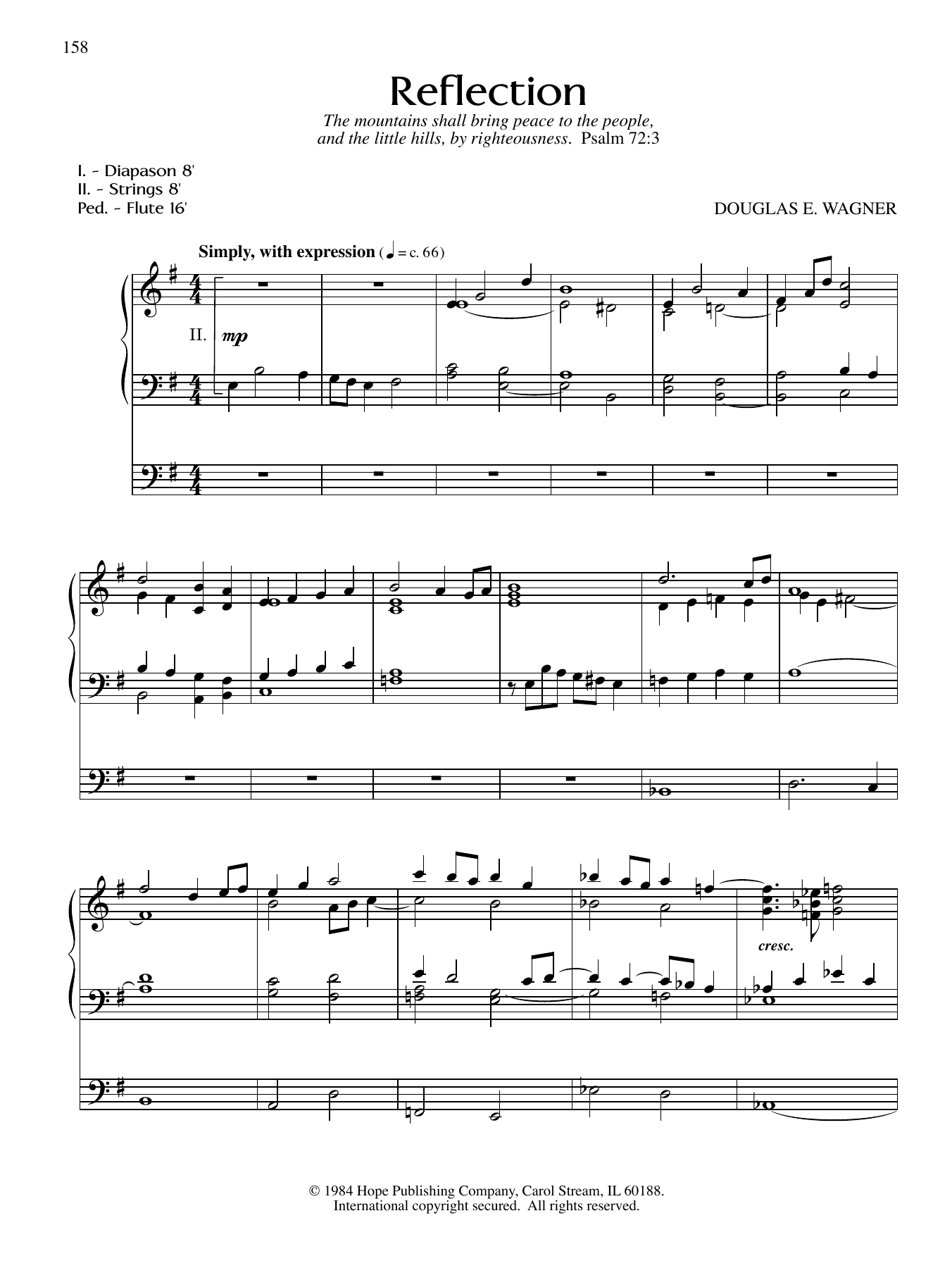 Douglas E. Wagner Reflection sheet music notes and chords. Download Printable PDF.