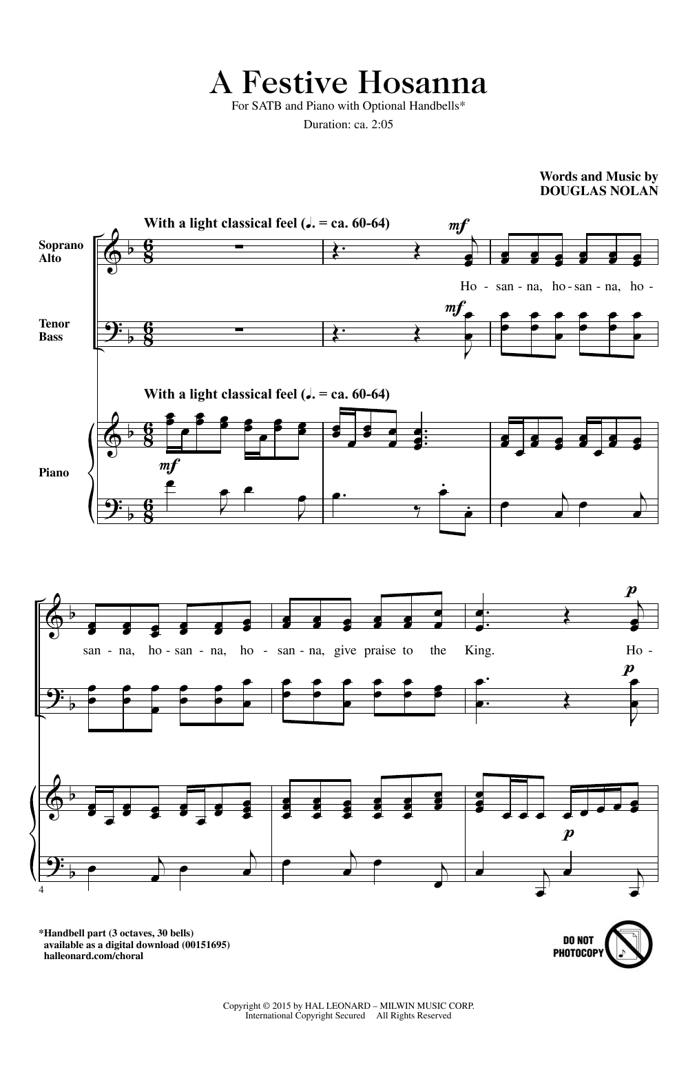 Douglas Nolan A Festive Hosanna sheet music notes and chords. Download Printable PDF.