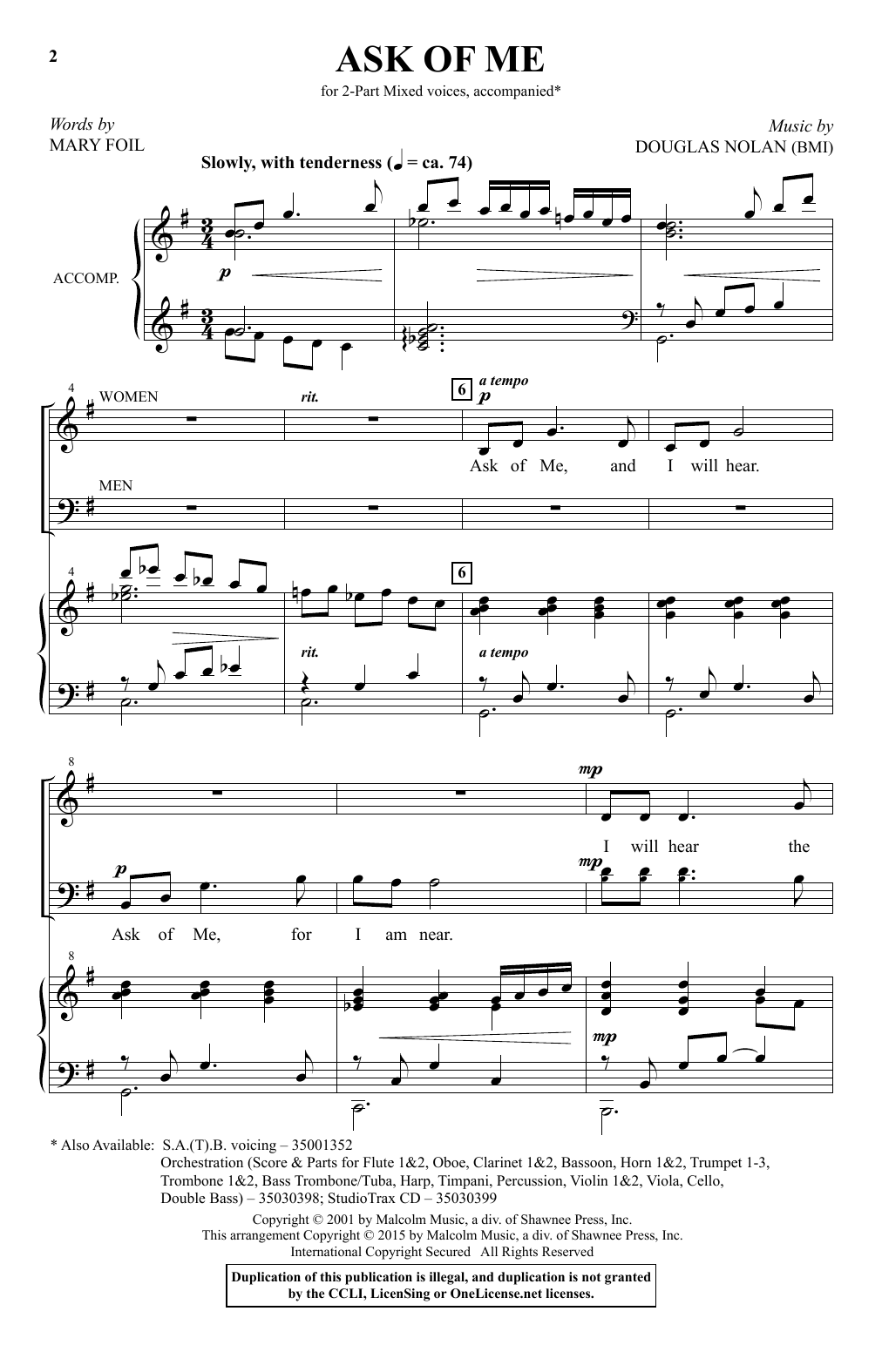 Douglas Nolan Ask Of Me sheet music notes and chords. Download Printable PDF.