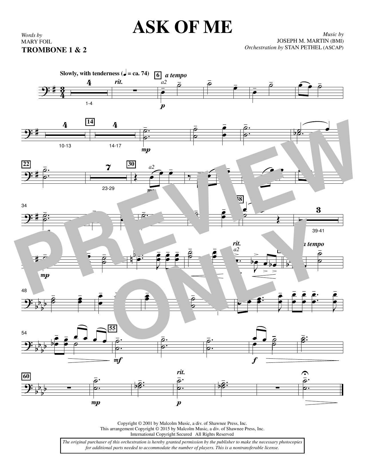 Learn to play Douglas Nolan Ask of Me - Trombone 1 & 2 sheet music for Choir Instrumental Pak in minutes. Douglas Nolan Ask of Me - Trombone 1 & 2 sheet music notes and chords. Download Printable PDF.