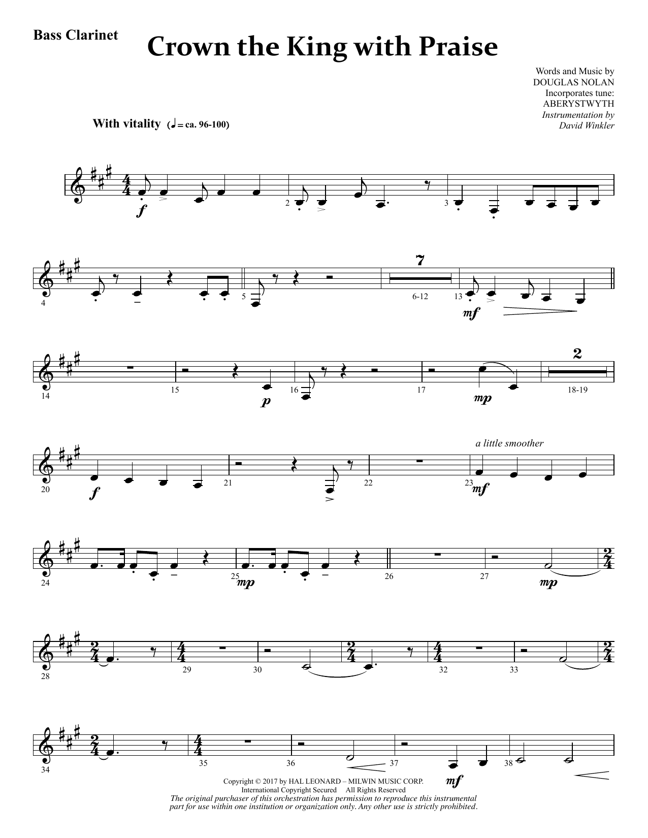 Learn to play Douglas Nolan Crown the King with Praise - Bass Clarinet sheet music for Choir Instrumental Pak in minutes. Price: 8.9900$ Douglas Nolan Crown the King with Praise - Bass Clarinet sheet music notes and chords arranged for Choir Instrumental Pak