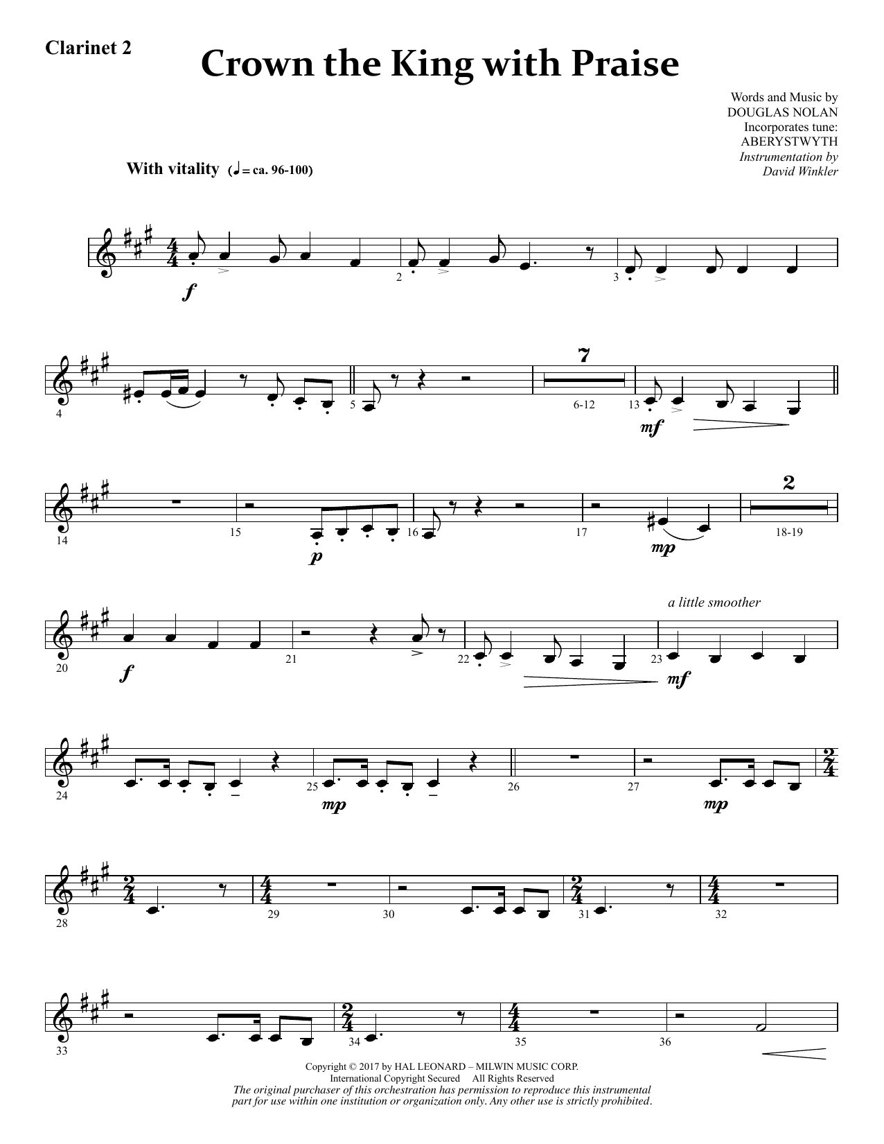 Learn to play Douglas Nolan Crown the King with Praise - Bb Clarinet 2 sheet music for Choir Instrumental Pak in minutes. Price: 8.9900$ Douglas Nolan Crown the King with Praise - Bb Clarinet 2 sheet music notes and chords arranged for Choir Instrumental Pak