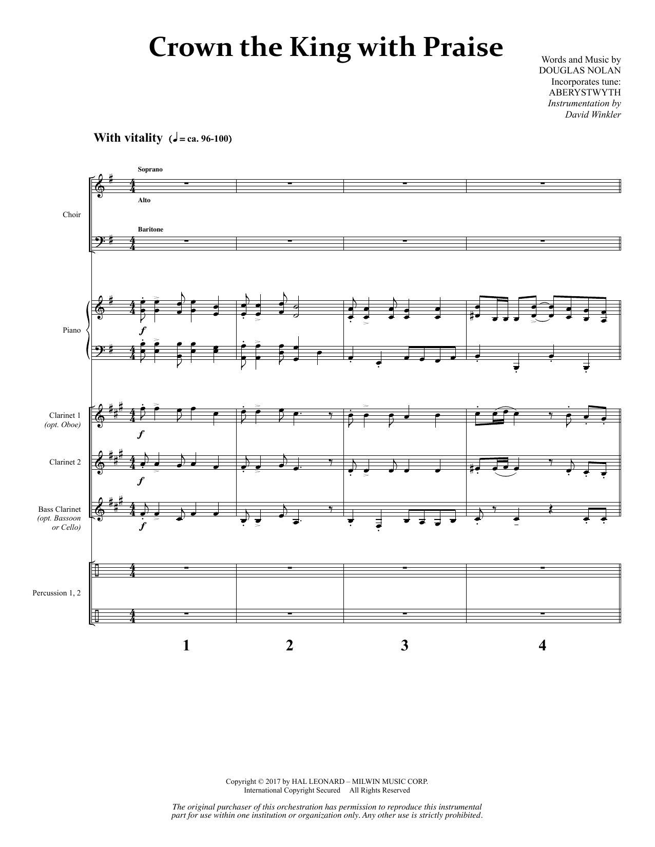 Learn to play Douglas Nolan Crown the King with Praise - Full Score sheet music for Choir Instrumental Pak in minutes. Price: 8.9900$ Douglas Nolan Crown the King with Praise - Full Score sheet music notes and chords arranged for Choir Instrumental Pak