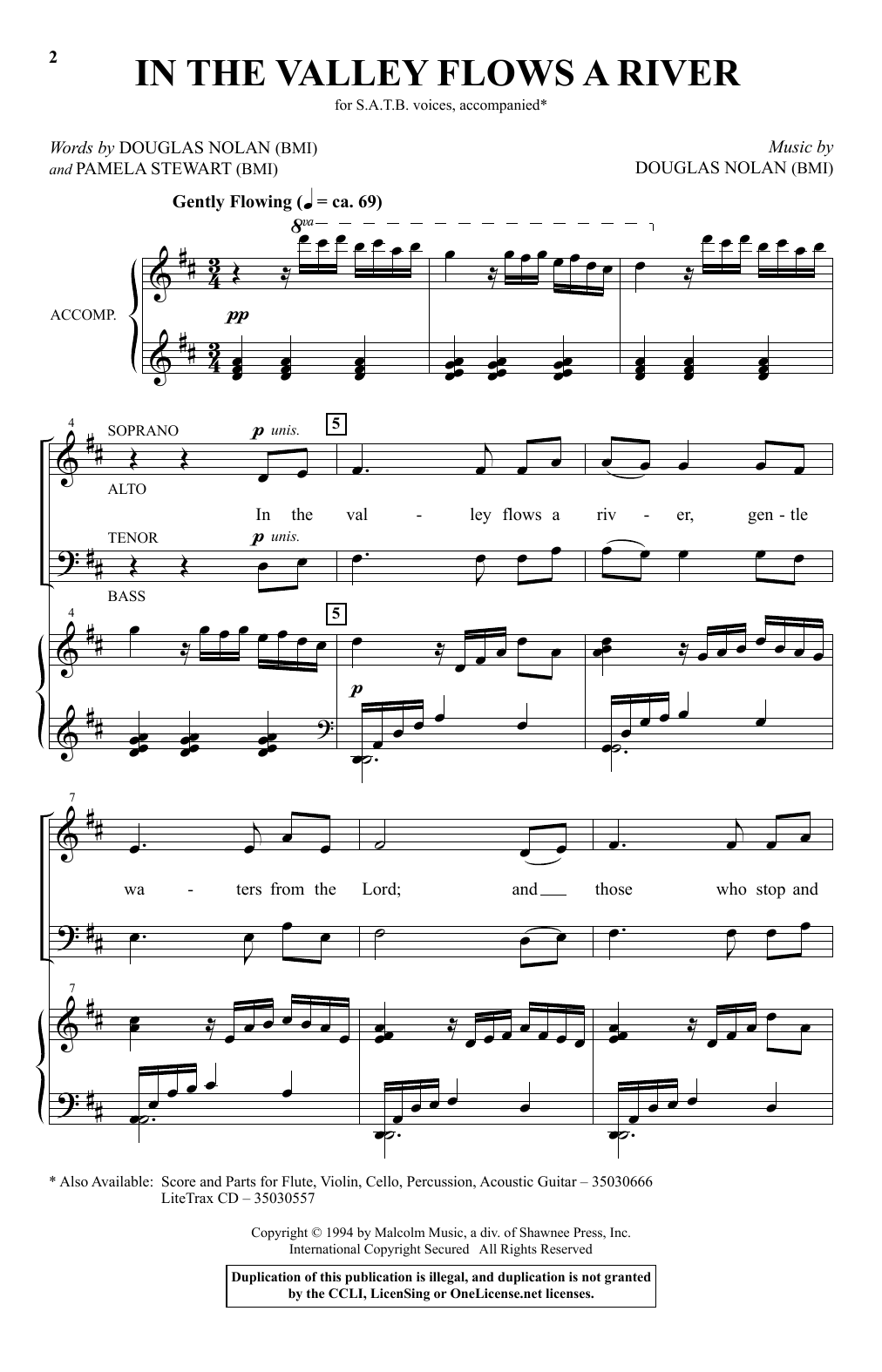 Douglas Nolan In The Valley Flows A River sheet music notes and chords arranged for SATB Choir