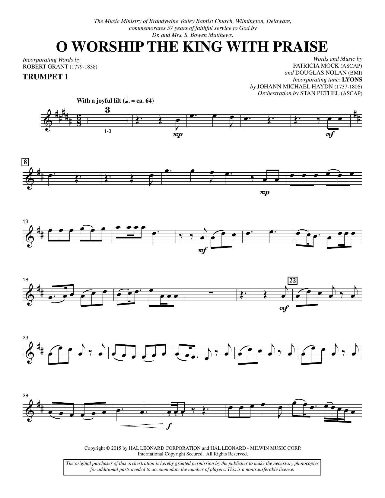 Learn to play Douglas Nolan O Worship the King with Praise - Bb Trumpet 1 sheet music for Choir Instrumental Pak in minutes. Douglas Nolan O Worship the King with Praise - Bb Trumpet 1 sheet music notes and chords. Download Printable PDF.
