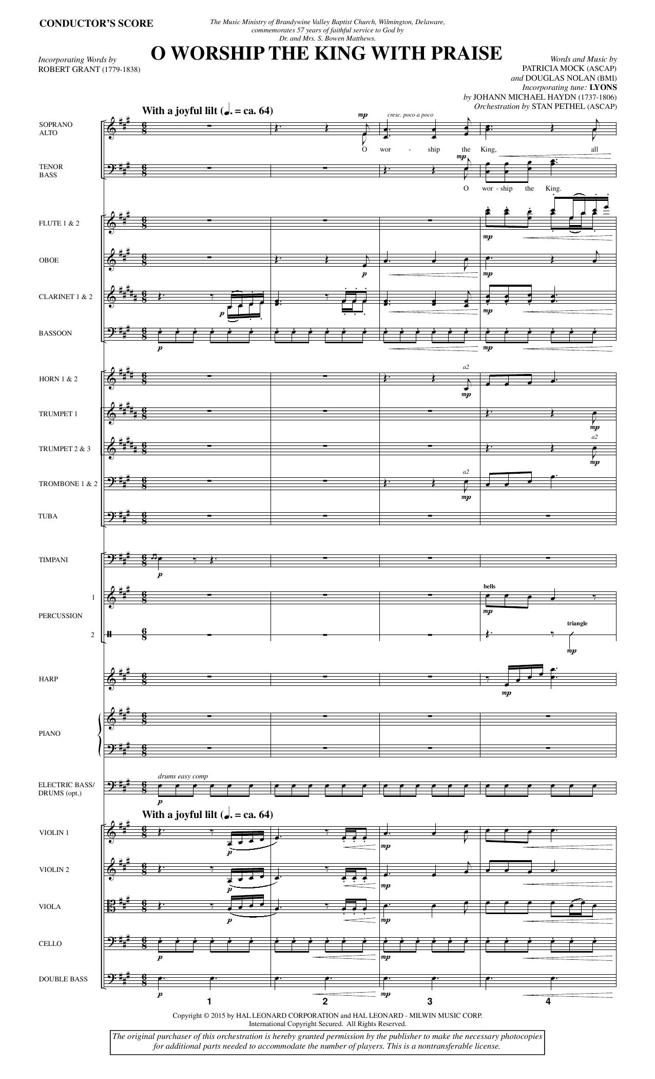 Learn to play Douglas Nolan O Worship the King with Praise - Full Score sheet music for Choir Instrumental Pak in minutes. Douglas Nolan O Worship the King with Praise - Full Score sheet music notes and chords. Download Printable PDF.