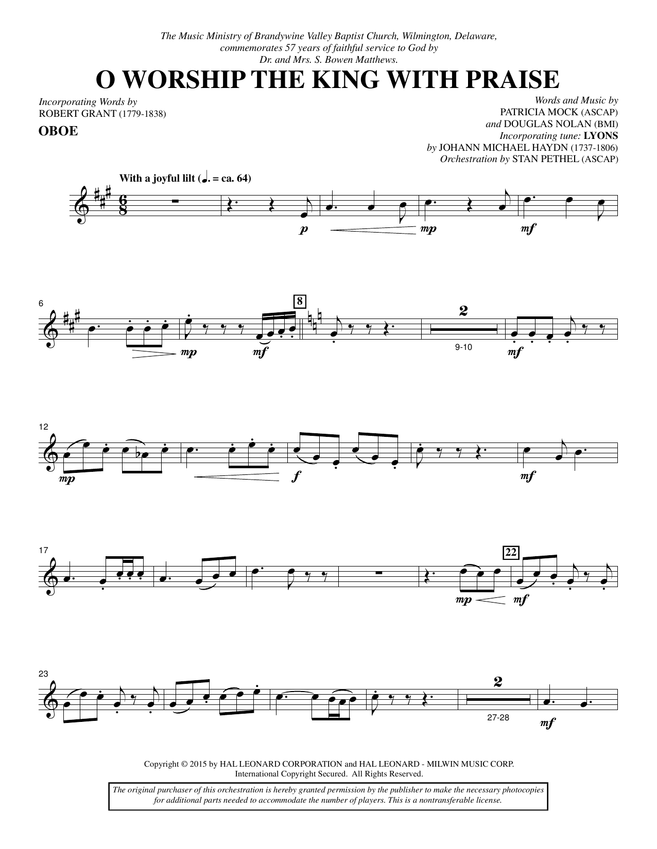 Learn to play Douglas Nolan O Worship the King with Praise - Oboe sheet music for Choir Instrumental Pak in minutes. Douglas Nolan O Worship the King with Praise - Oboe sheet music notes and chords. Download Printable PDF.