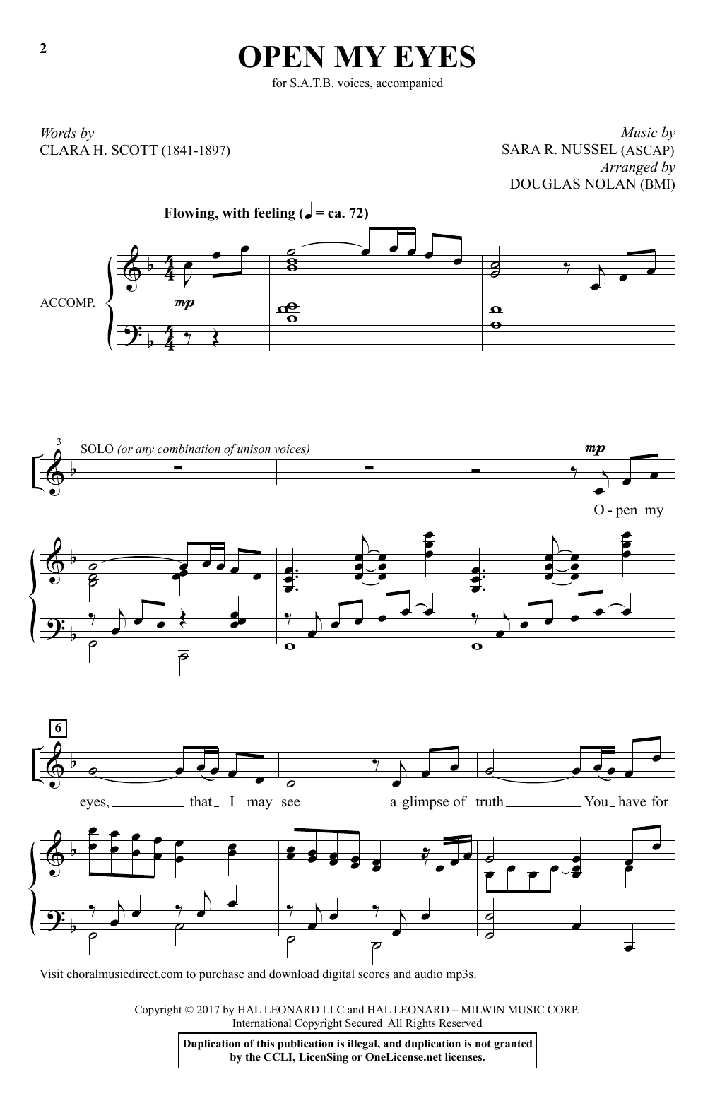 Douglas Nolan Open My Eyes sheet music notes and chords. Download Printable PDF.