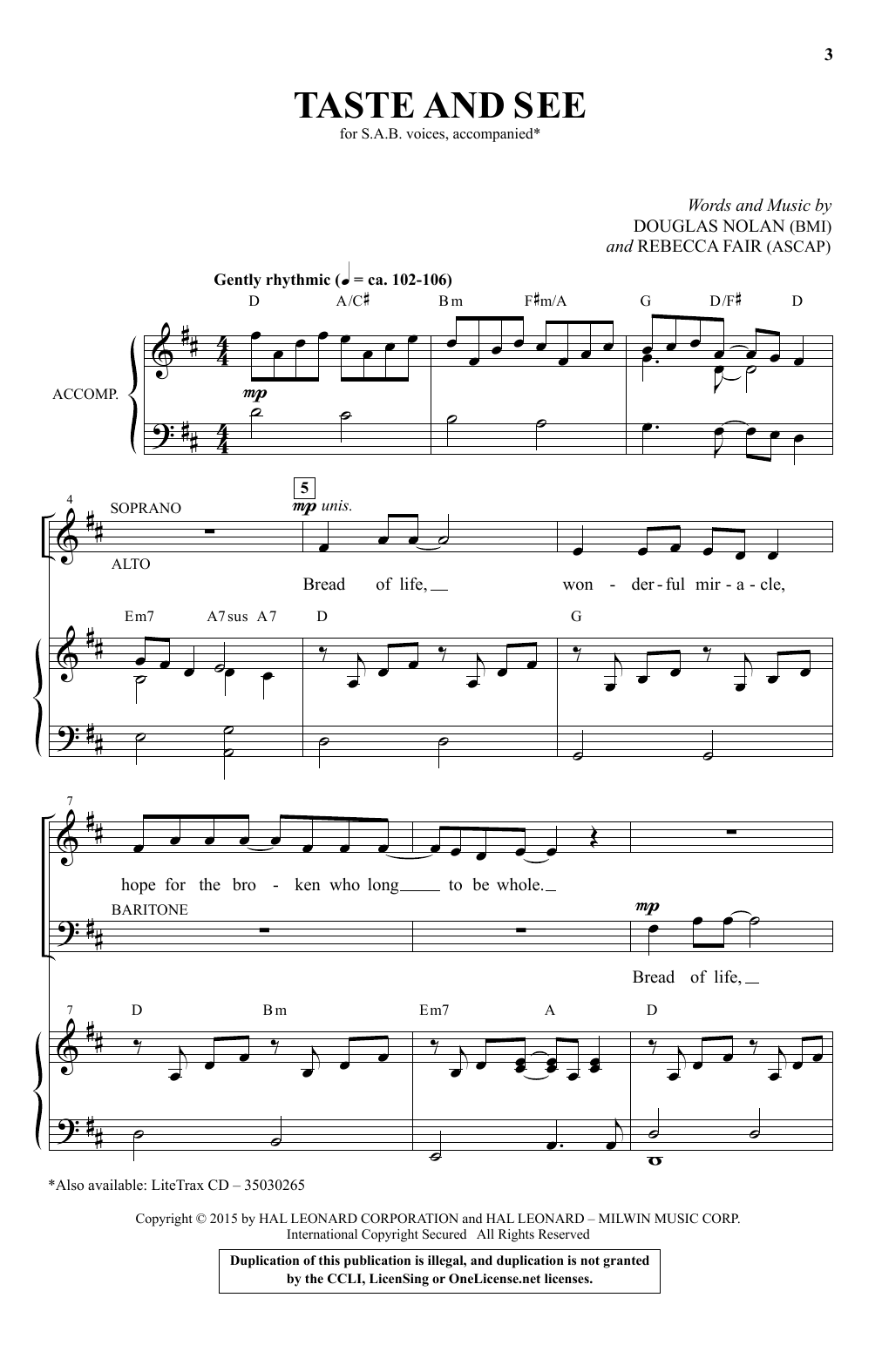 Douglas Nolan Taste And See sheet music notes and chords. Download Printable PDF.