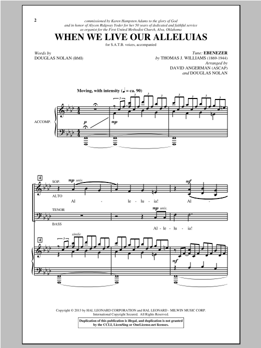 Learn to play Douglas Nolan When We Live Our Alleluias sheet music for SATB Choir in minutes. Price: 3.9900$ Douglas Nolan When We Live Our Alleluias sheet music notes and chords arranged for SATB Choir