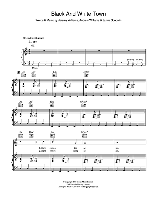 Doves Black And White Town sheet music notes and chords. Download Printable PDF.