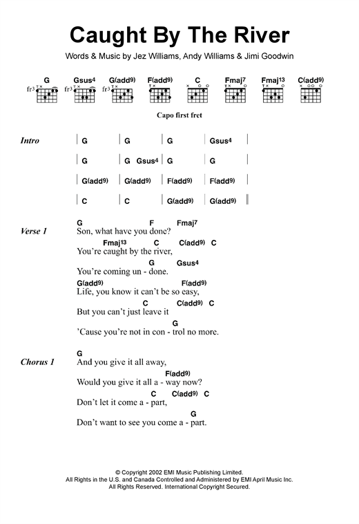 Doves Caught By The River Sheet Music Pdf Notes Chords Pop Score Guitar Chords Lyrics Download Printable Sku