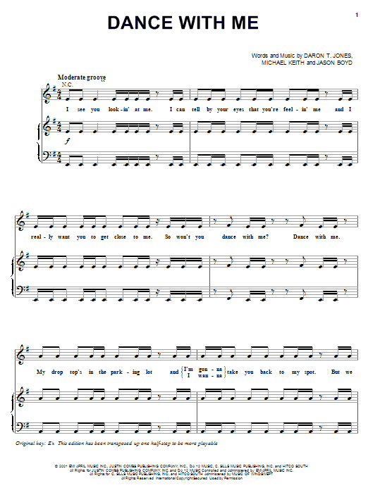 112 Dance With Me sheet music notes and chords arranged for Piano, Vocal & Guitar Chords (Right-Hand Melody)
