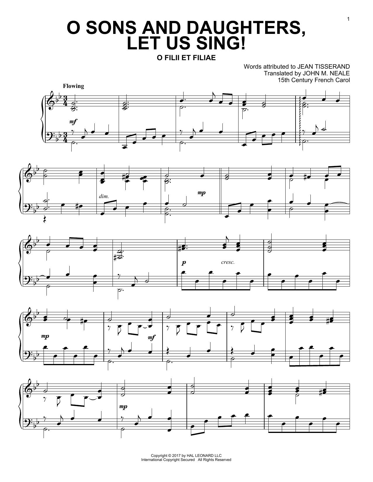 Learn to play 15th Century French Carol O Sons And Daughters, Let Us Sing! sheet music for Piano Solo in minutes. Price: 6.9900$ 15th Century French Carol O Sons And Daughters, Let Us Sing! sheet music notes and chords arranged for Piano Solo