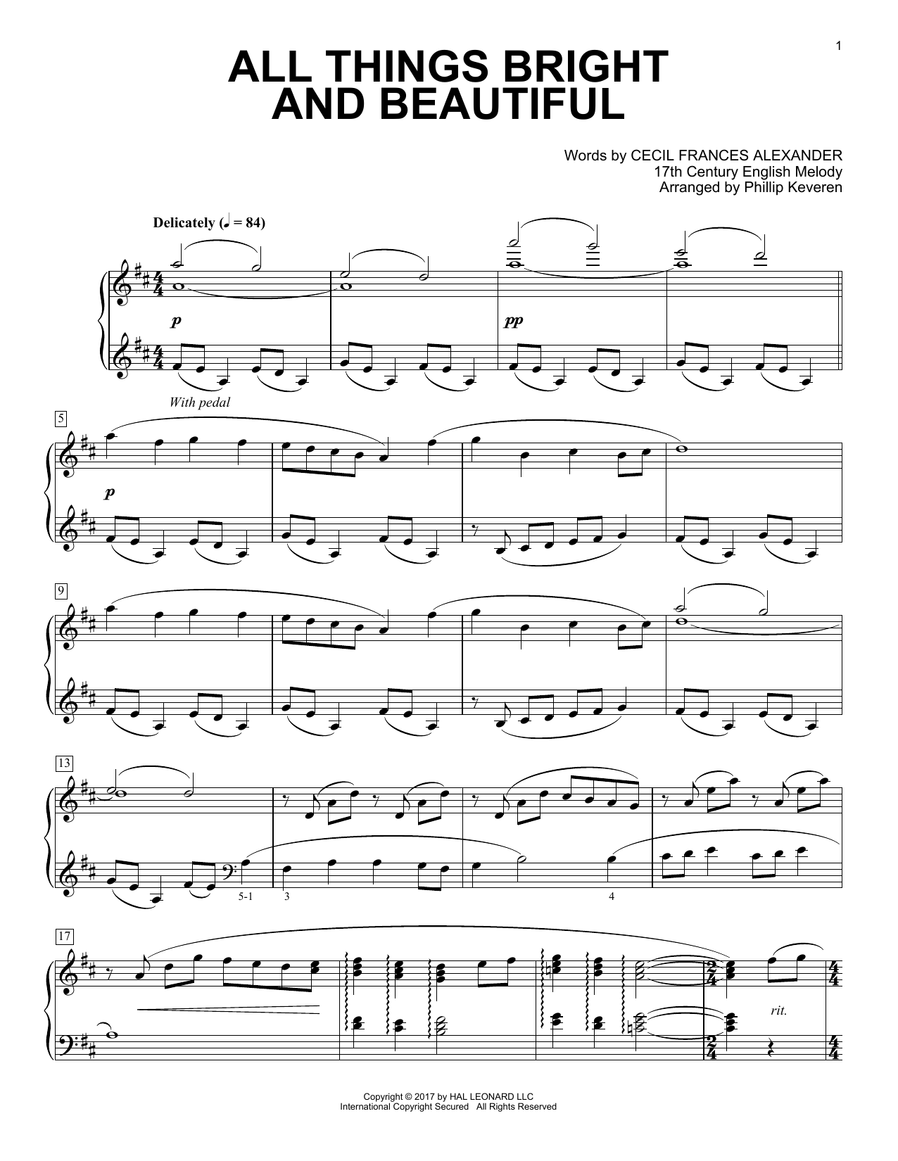 Phillip Keveren All Things Bright And Beautiful sheet music notes and chords. Download Printable PDF.