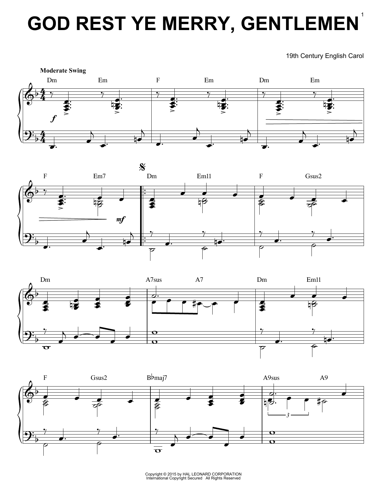 19th Century English Carol God Rest Ye Merry, Gentlemen [Jazz version] (arr. Brent Edstrom) sheet music notes and chords. Download Printable PDF.