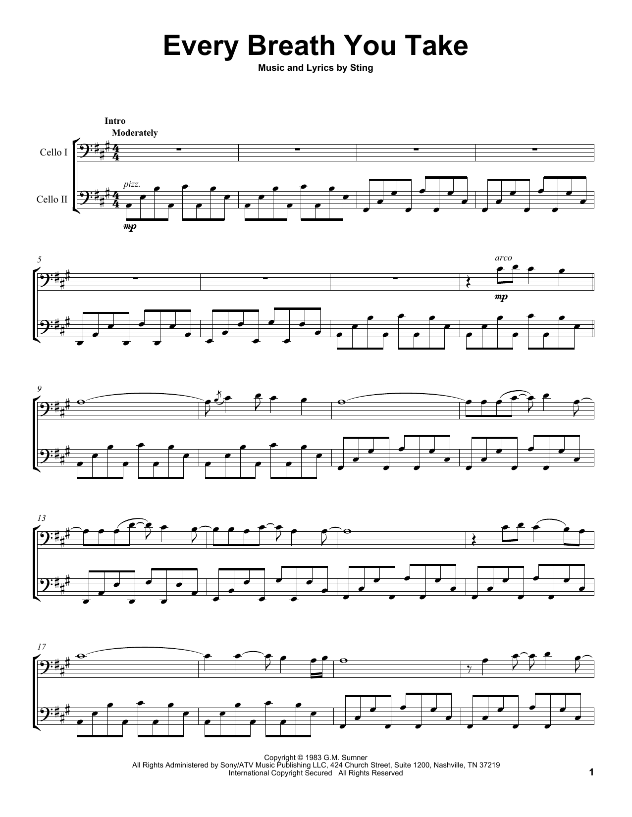 2Cellos Every Breath You Take sheet music notes and chords. Download Printable PDF.