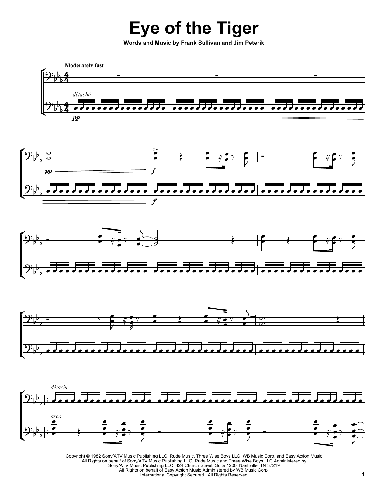 2Cellos Eye Of The Tiger sheet music notes and chords. Download Printable PDF.