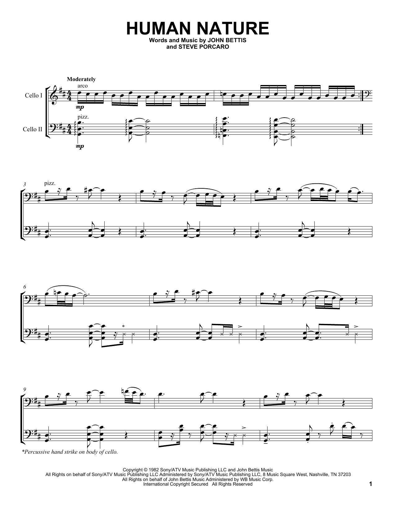 2Cellos Human Nature sheet music notes and chords. Download Printable PDF.