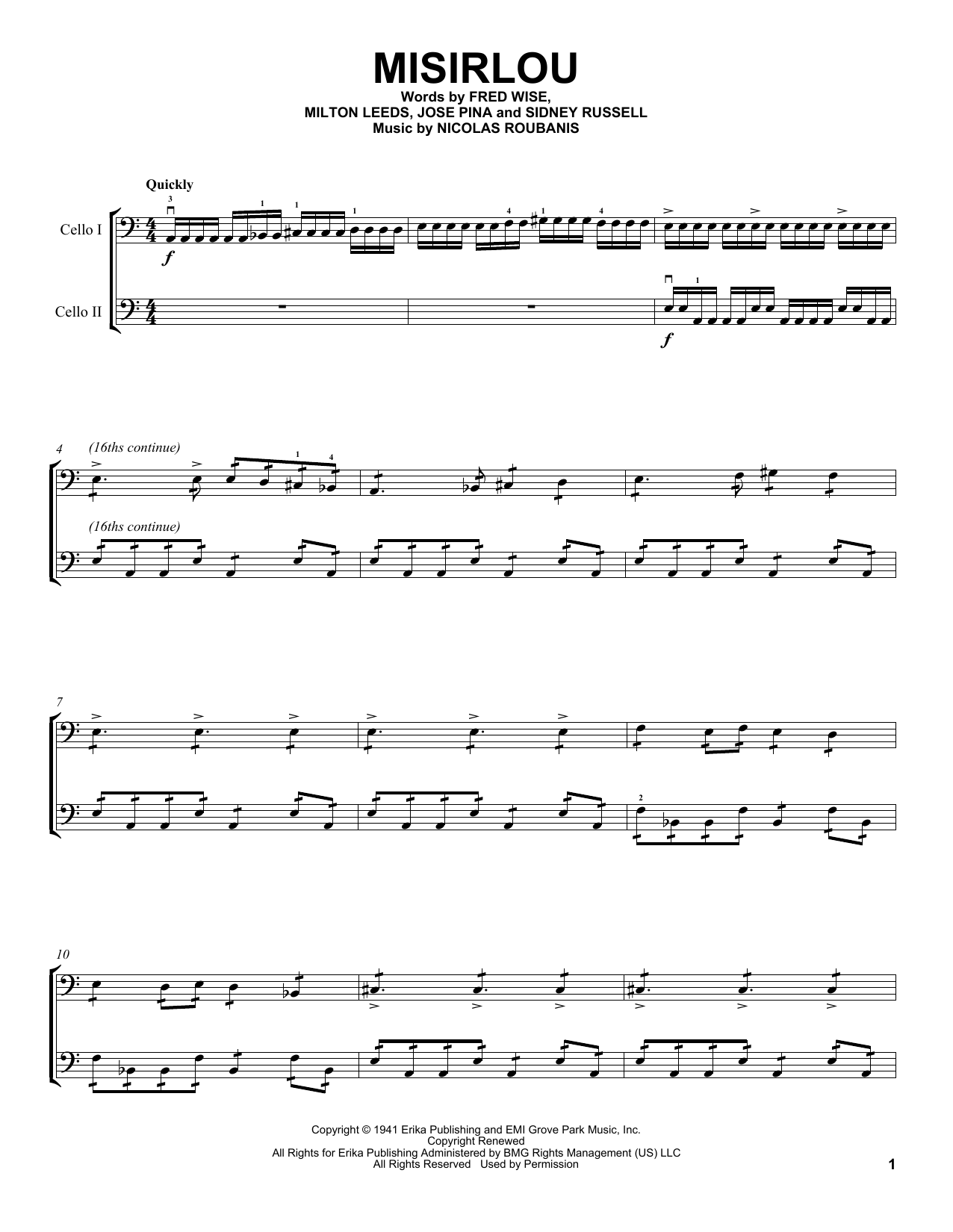 2Cellos Misirlou sheet music notes and chords. Download Printable PDF.