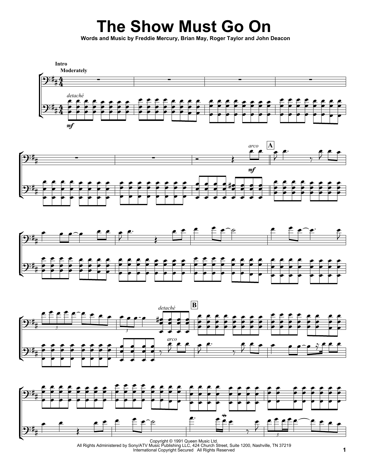 2Cellos The Show Must Go On sheet music notes and chords. Download Printable PDF.