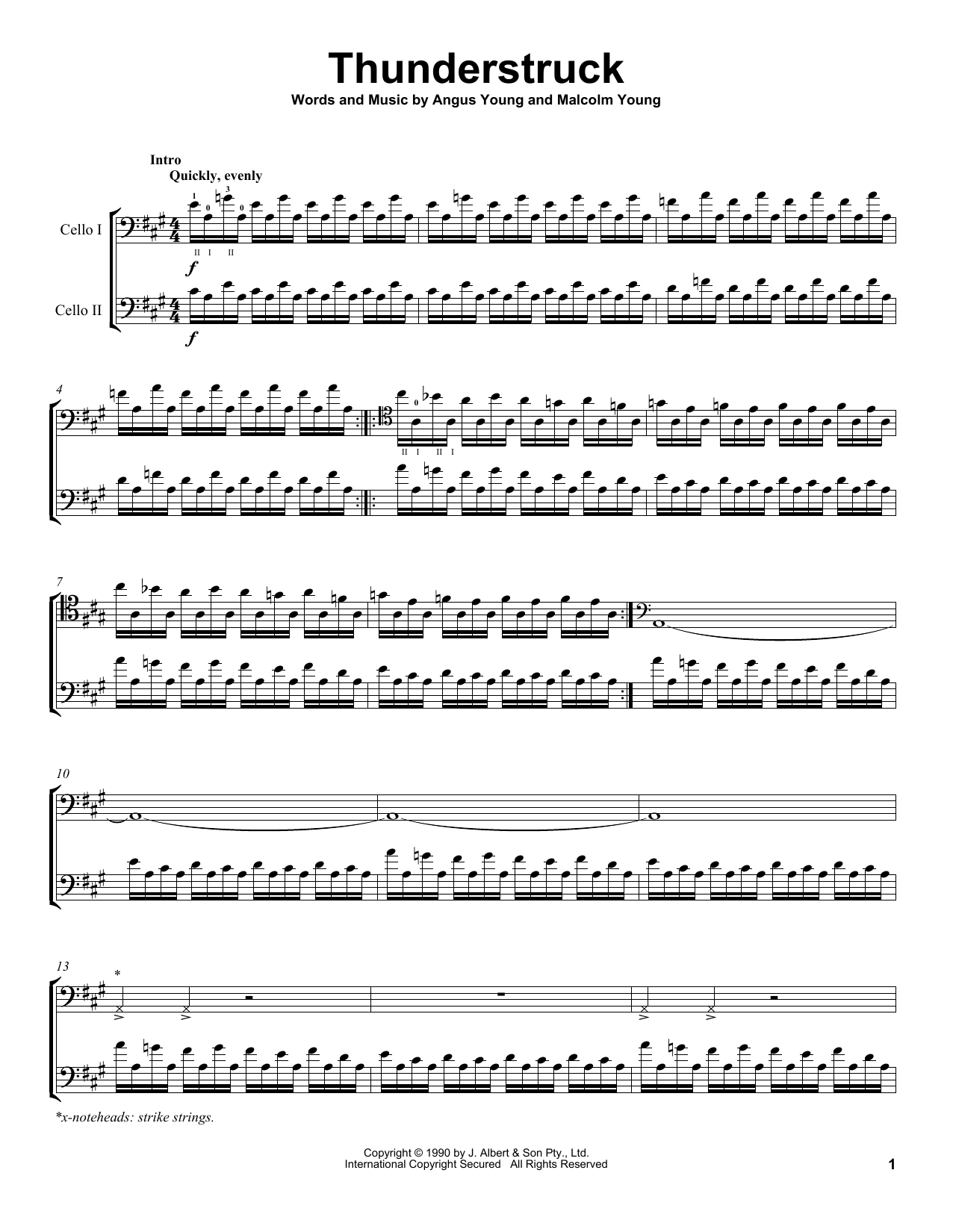 2Cellos Thunderstruck sheet music notes and chords. Download Printable PDF.