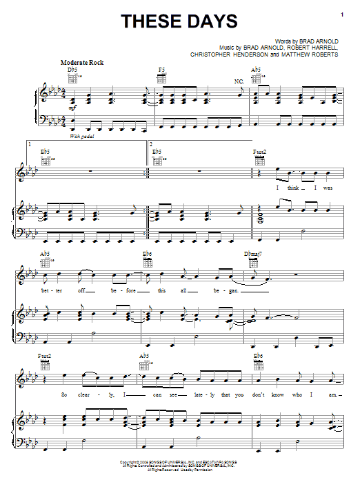 Learn to play 3 Doors Down These Days sheet music for Piano, Vocal & Guitar Chords (Right-Hand Melody) in minutes. Price: 7.8900$ 3 Doors Down These Days sheet music notes and chords arranged for Piano, Vocal & Guitar Chords (Right-Hand Melody)