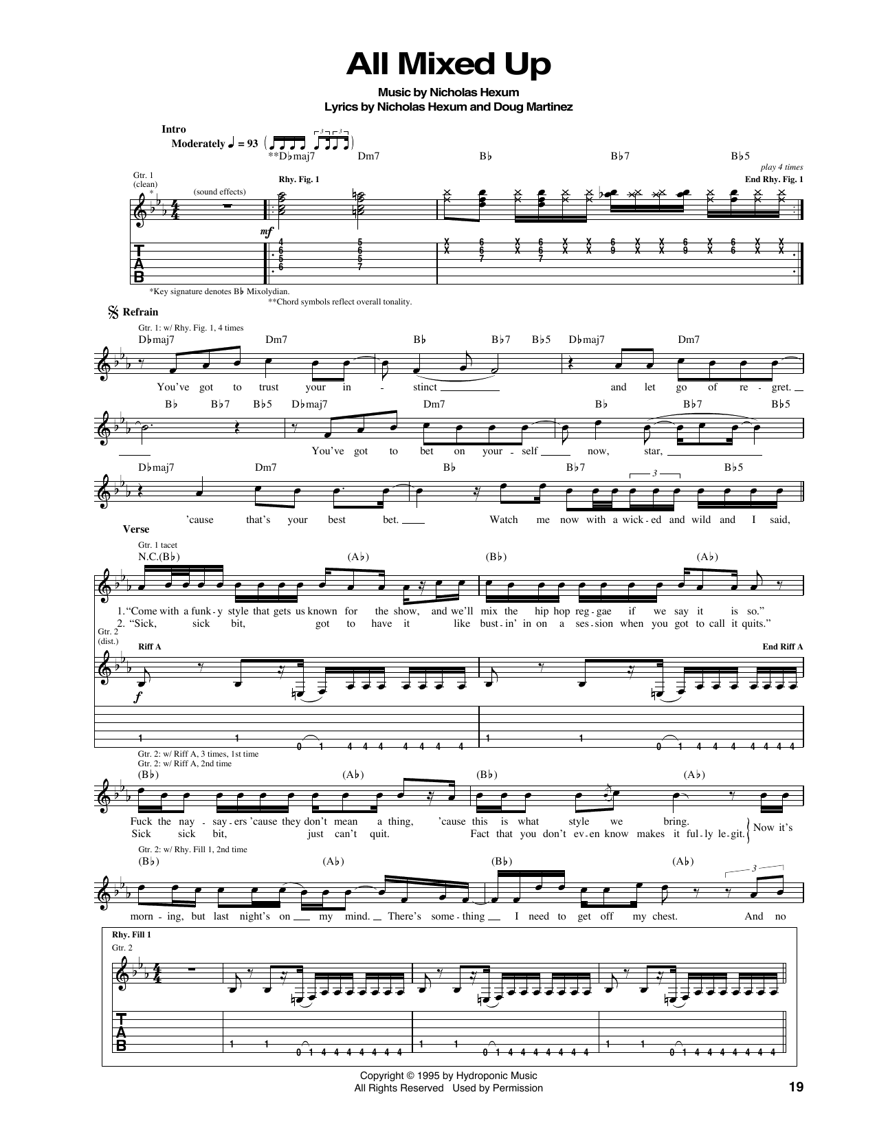 Learn to play 311 All Mixed Up sheet music for Guitar Tab in minutes. Price: 7.8900$ 311 All Mixed Up sheet music notes and chords arranged for Guitar Tab
