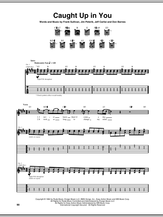 38 Special Caught Up In You sheet music notes and chords. Download Printable PDF.