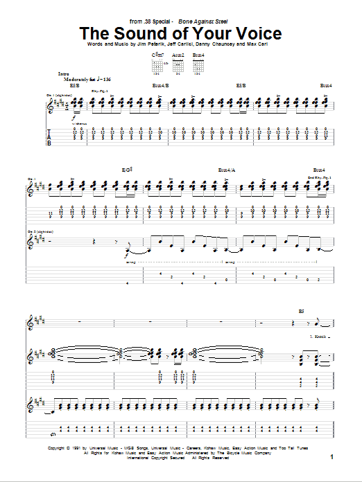 38 Special The Sound Of Your Voice sheet music notes and chords arranged for Guitar Tab
