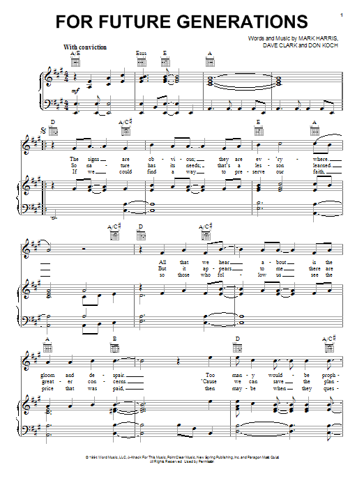 4Him For Future Generations sheet music notes and chords. Download Printable PDF.